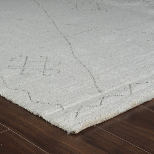 8' Cream and Beige Abstract Non Skid Runner Rug