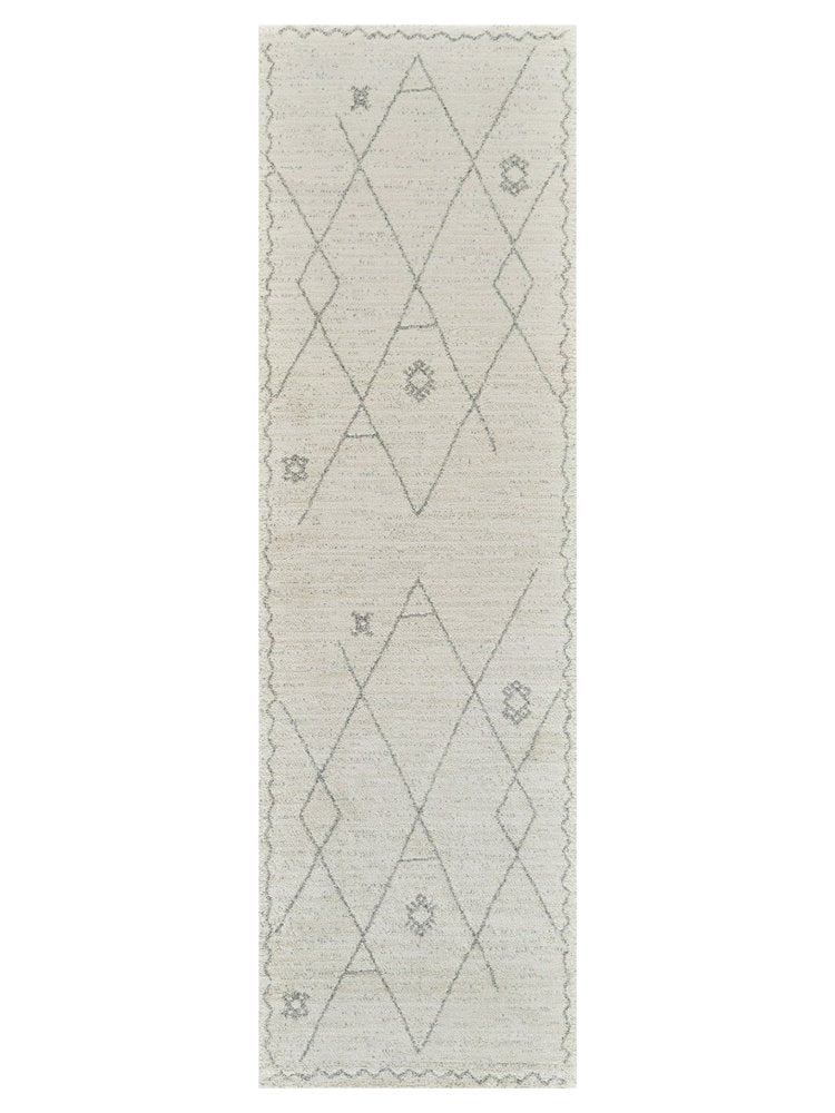 8' Cream and Beige Abstract Non Skid Runner Rug