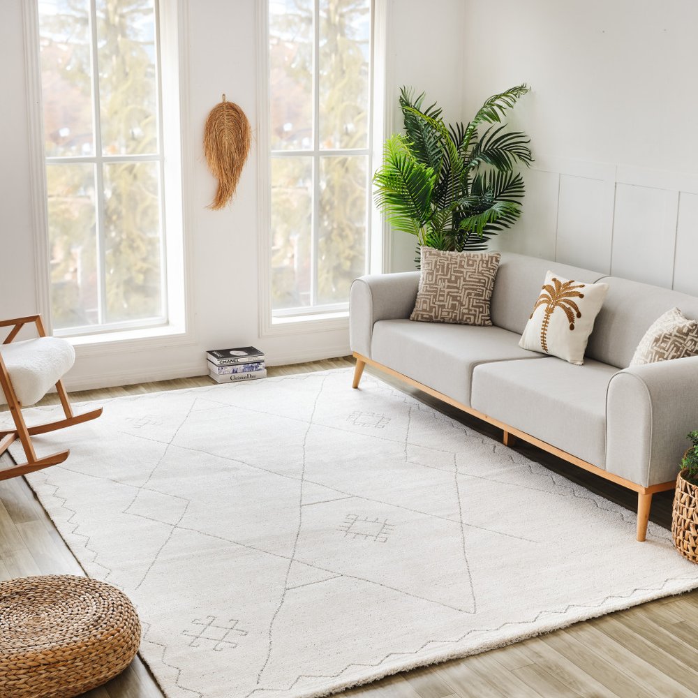 4' X 6' Cream and Beige Abstract Non Skid Area Rug