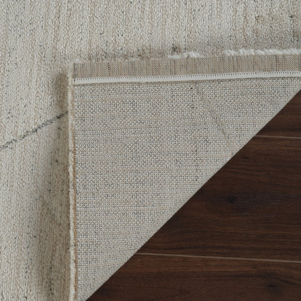 8' Cream And Beige Abstract Distressed Runner Rug