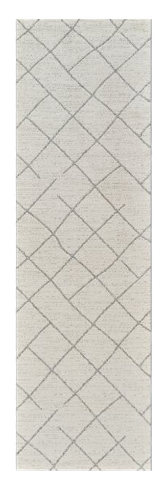 8' Cream And Beige Abstract Distressed Runner Rug