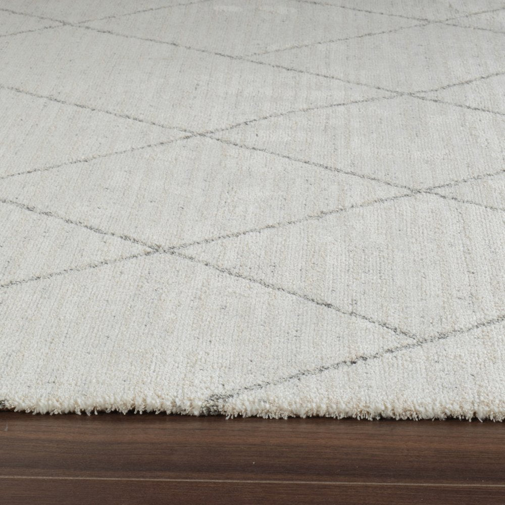8' Cream And Beige Abstract Distressed Runner Rug