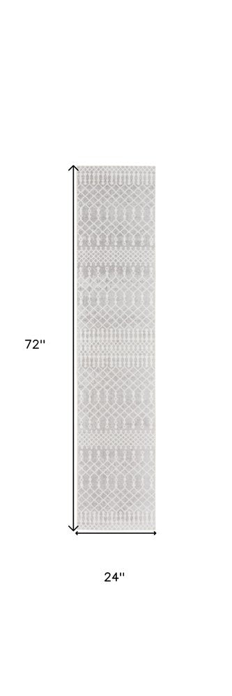 6' Gray Geometric Runner Rug