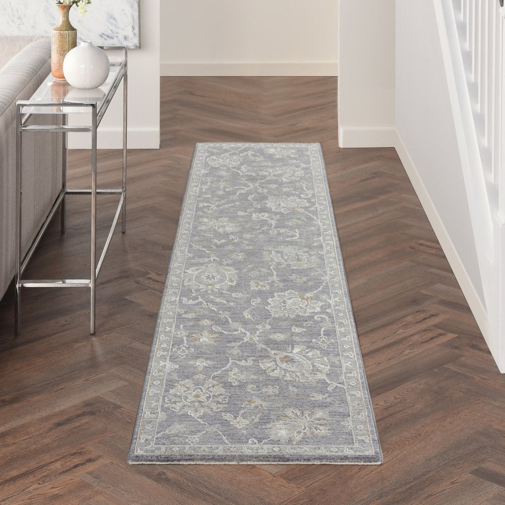 10' Gray Geometric Runner Rug
