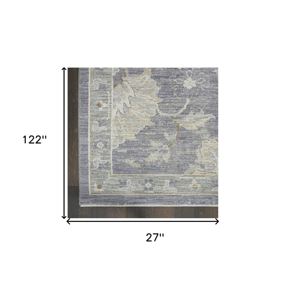 10' Gray Geometric Runner Rug