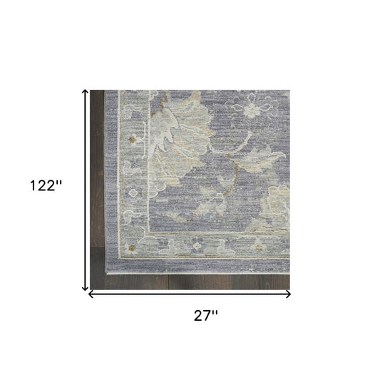 10' Gray Geometric Runner Rug