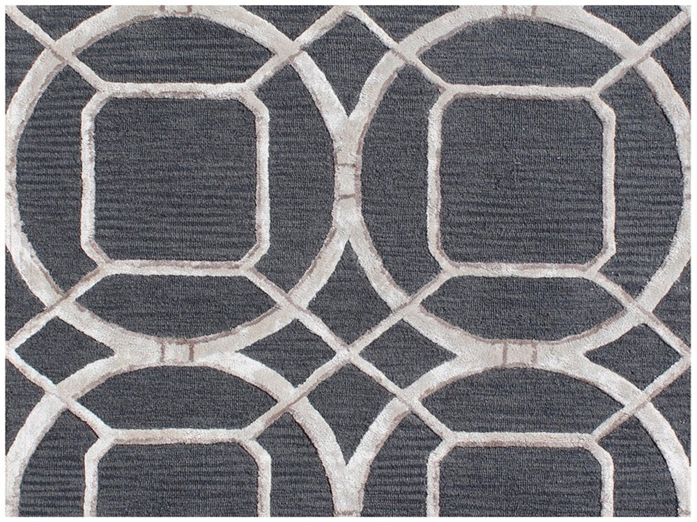 5' X 8' Charcoal and Ivory Abstract Geometric Hand Tufted Area Rug