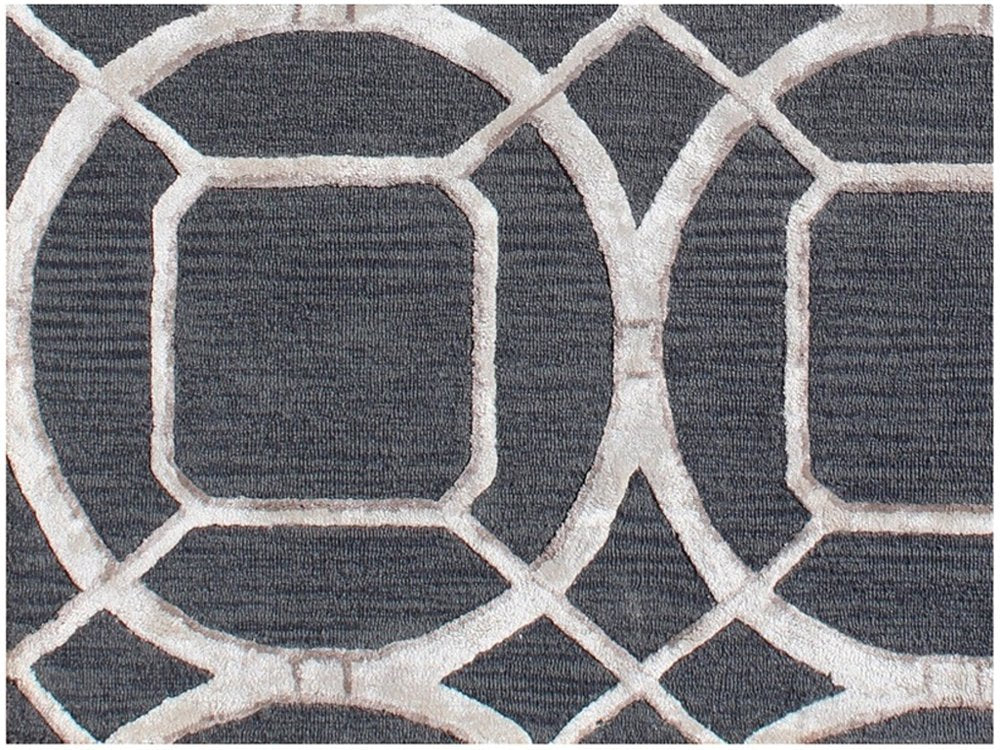 5' X 8' Charcoal and Ivory Abstract Geometric Hand Tufted Area Rug