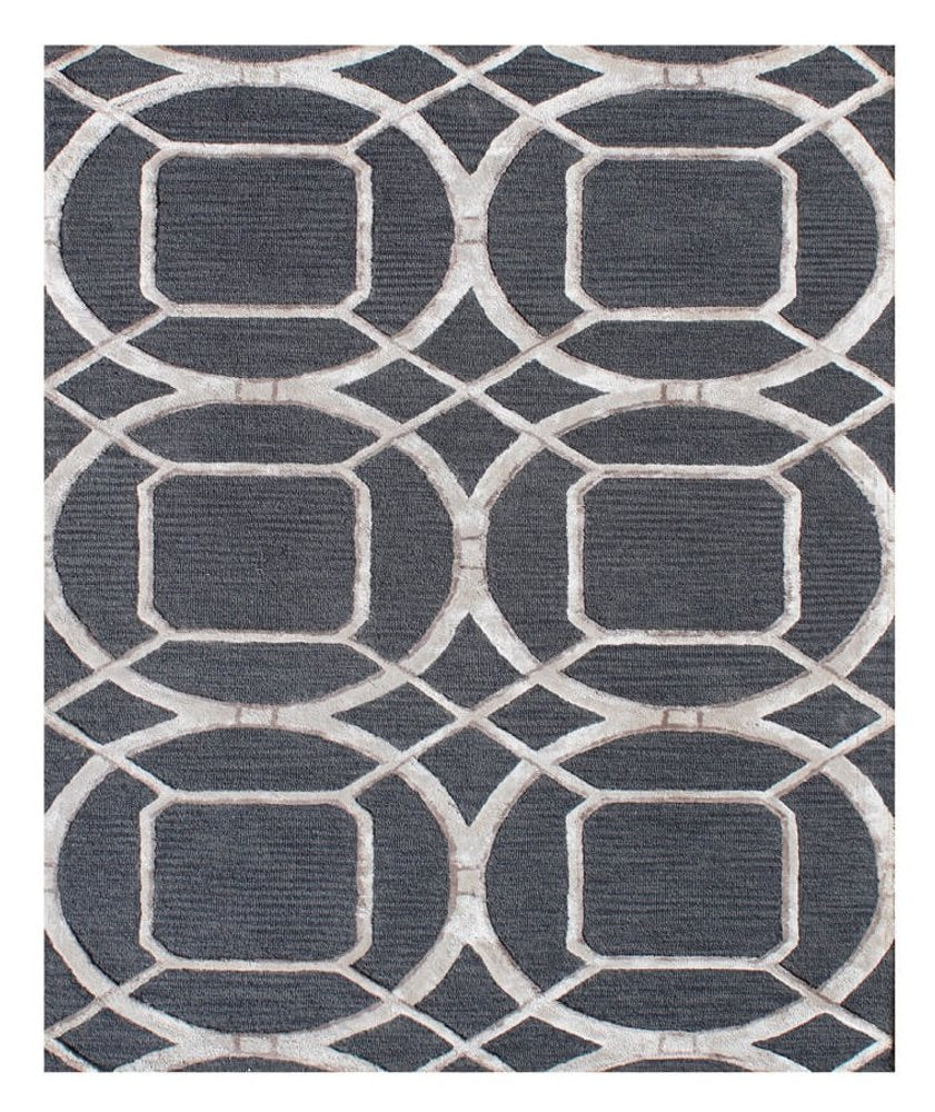 5' X 8' Charcoal and Ivory Abstract Geometric Hand Tufted Area Rug
