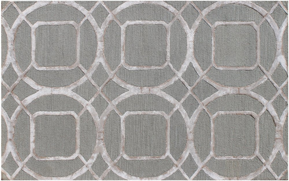 5' X 8' Gray and Light Gray Abstract Geometric Hand Tufted Area Rug