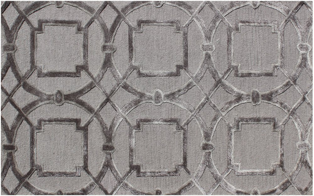 5' X 8' Gray and Dark Gray Abstract Geometric Hand Tufted Area Rug