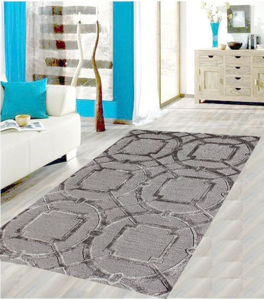 5' X 8' Gray and Dark Gray Abstract Geometric Hand Tufted Area Rug