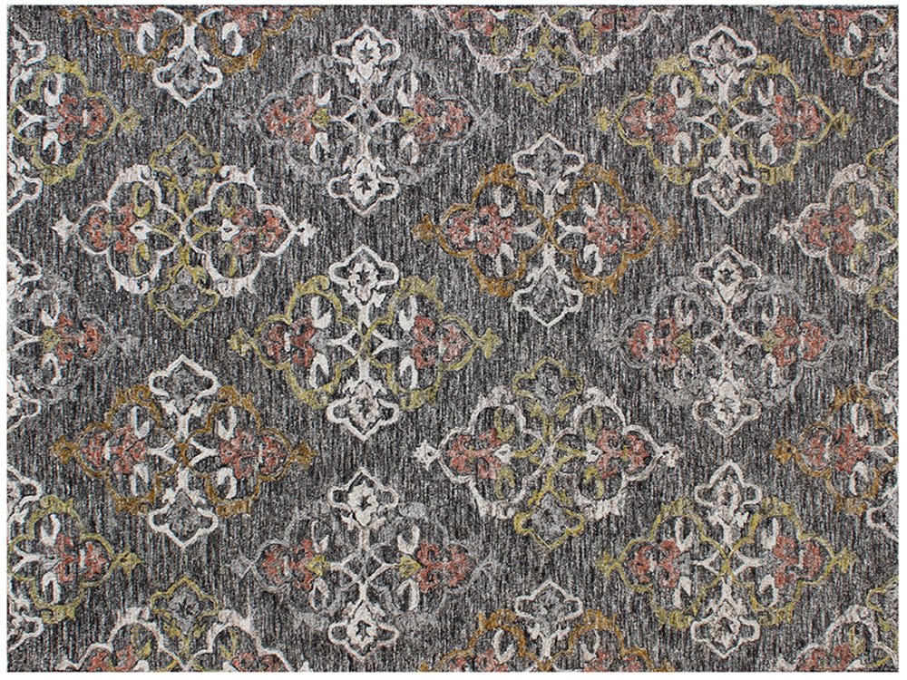 5' X 8' Charcoal Abstract Geometric Hand Tufted Non Skid Area Rug