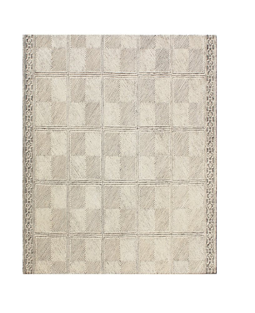 5' X 8' Moss Green Wool Abstract Geometric Hand Tufted Non Skid Area Rug