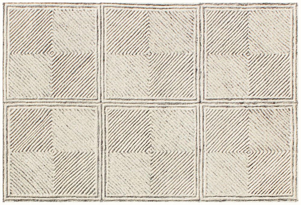 5' X 8' Moss Green Wool Abstract Geometric Hand Tufted Non Skid Area Rug