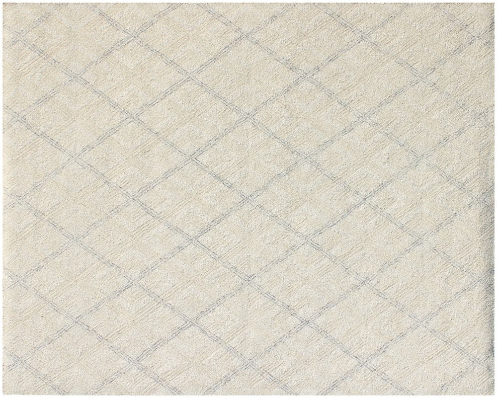 5' X 8' Ivory Wool Abstract Geometric Hand Tufted Non Skid Area Rug