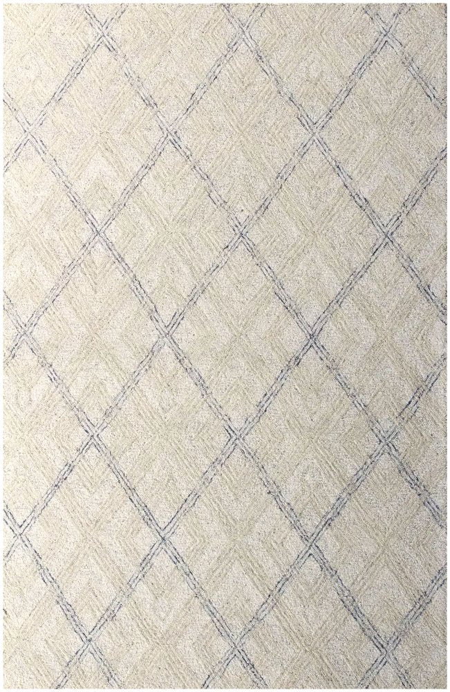 5' X 8' Ivory Wool Abstract Geometric Hand Tufted Non Skid Area Rug