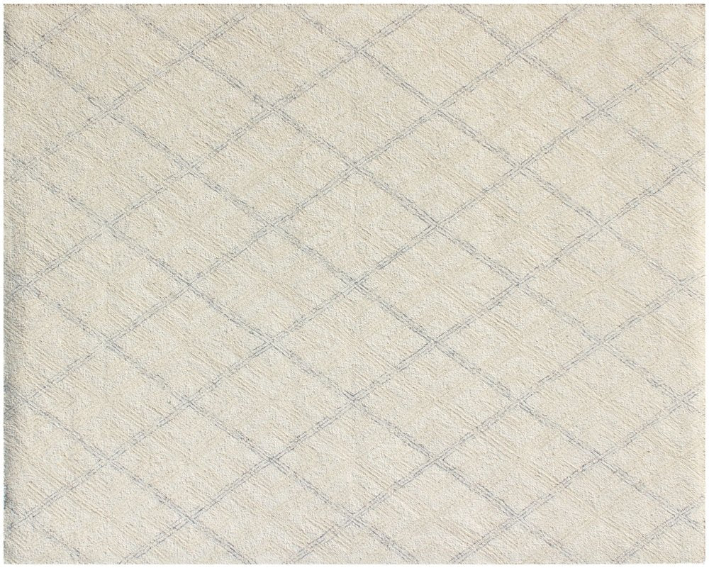 5' X 8' Ivory Wool Abstract Geometric Hand Tufted Non Skid Area Rug