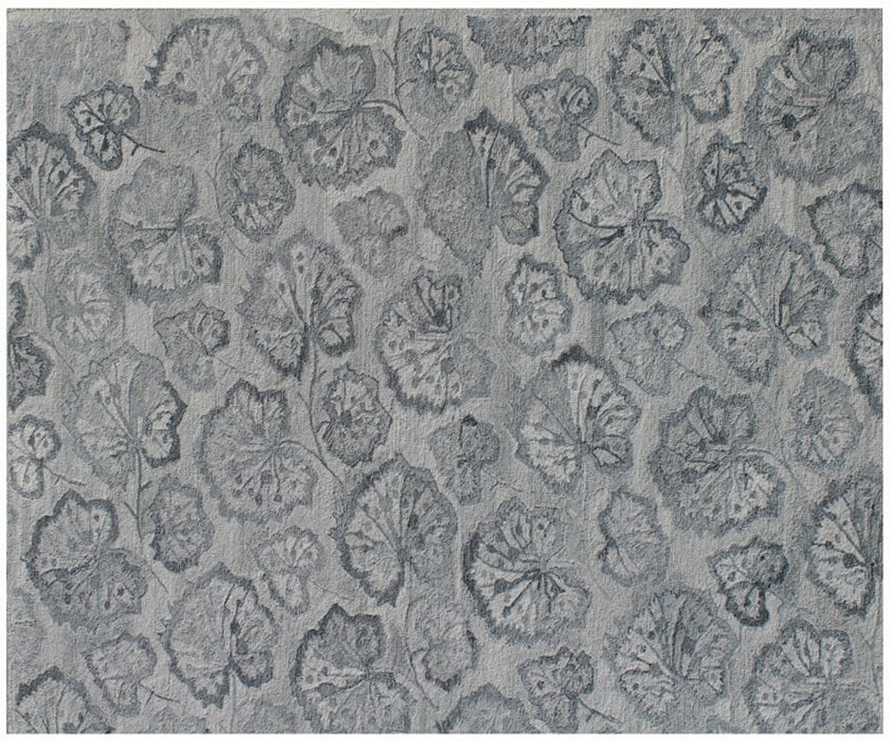 9' X 12' Silver Floral Hand Tufted Non Skid Area Rug