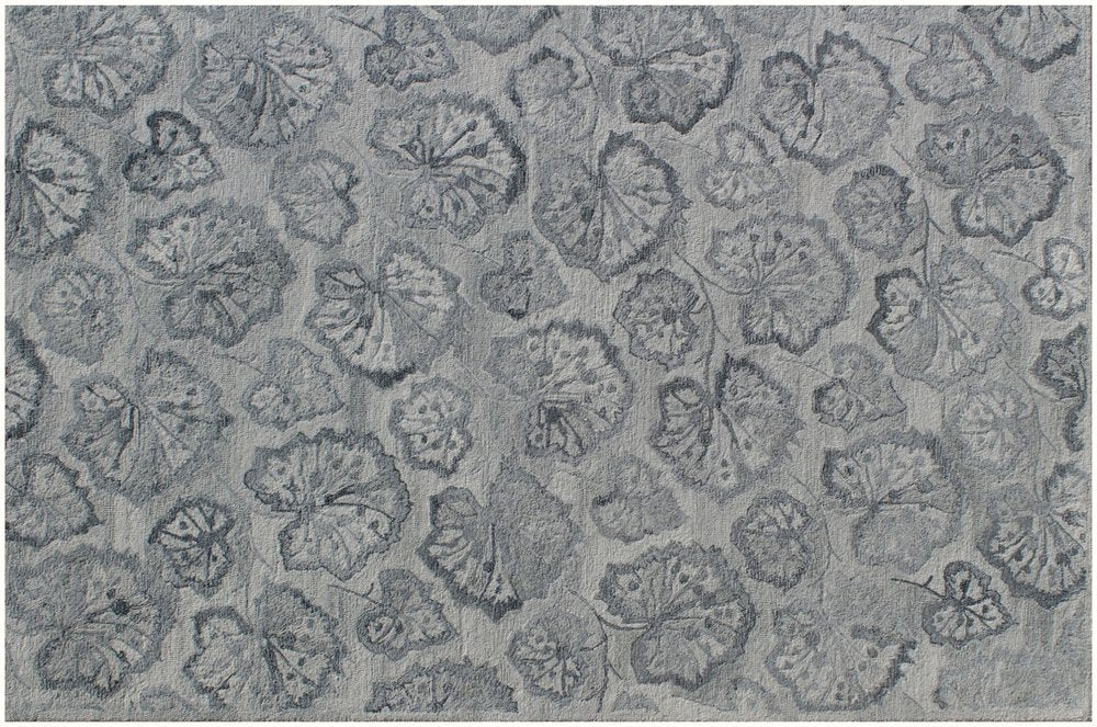 9' X 12' Silver Floral Hand Tufted Non Skid Area Rug
