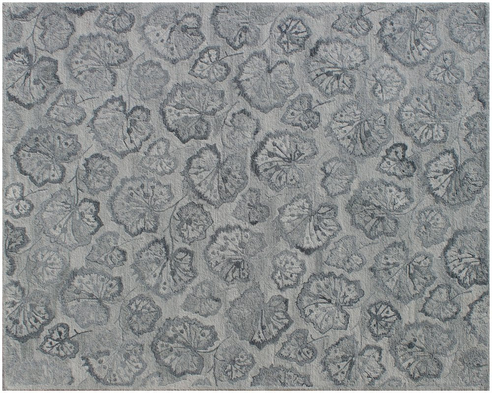 9' X 12' Silver Floral Hand Tufted Non Skid Area Rug