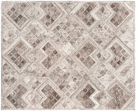 5' X 8' Silver Abstract Geometric Hand Tufted Non Skid Area Rug