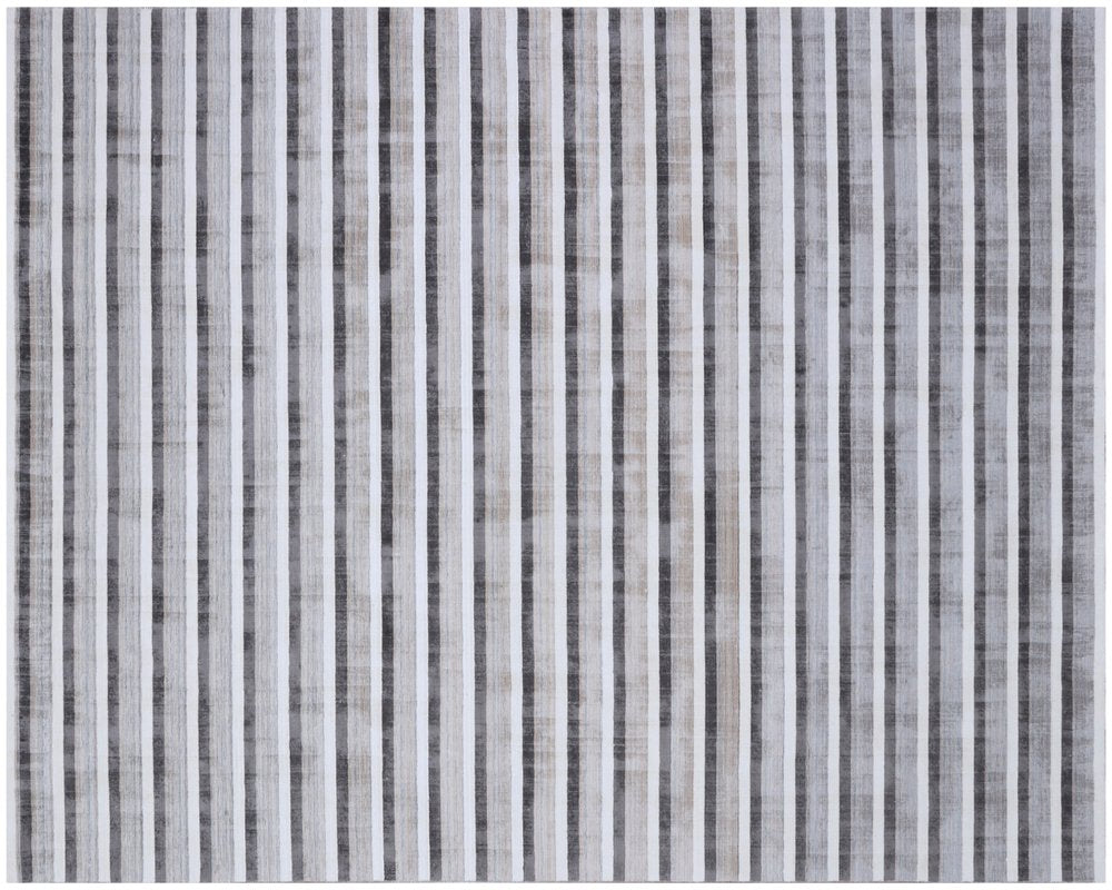 9' X 12' Brown and Ivory Striped Hand Loomed Area Rug