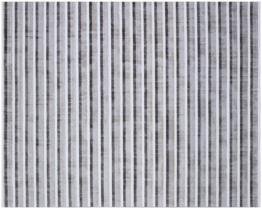 9' X 12' Brown and Ivory Striped Hand Loomed Area Rug