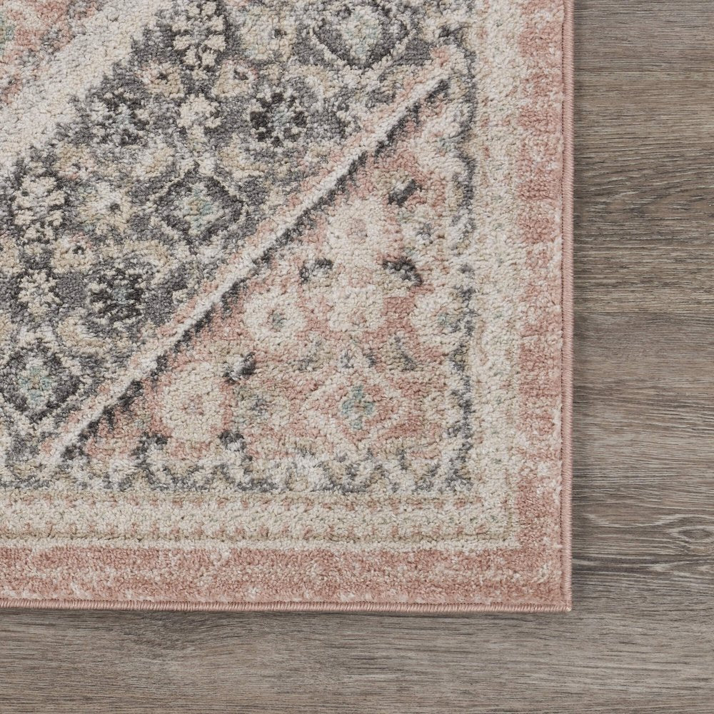 2' X 3' Pink and Cream Medallion Area Rug
