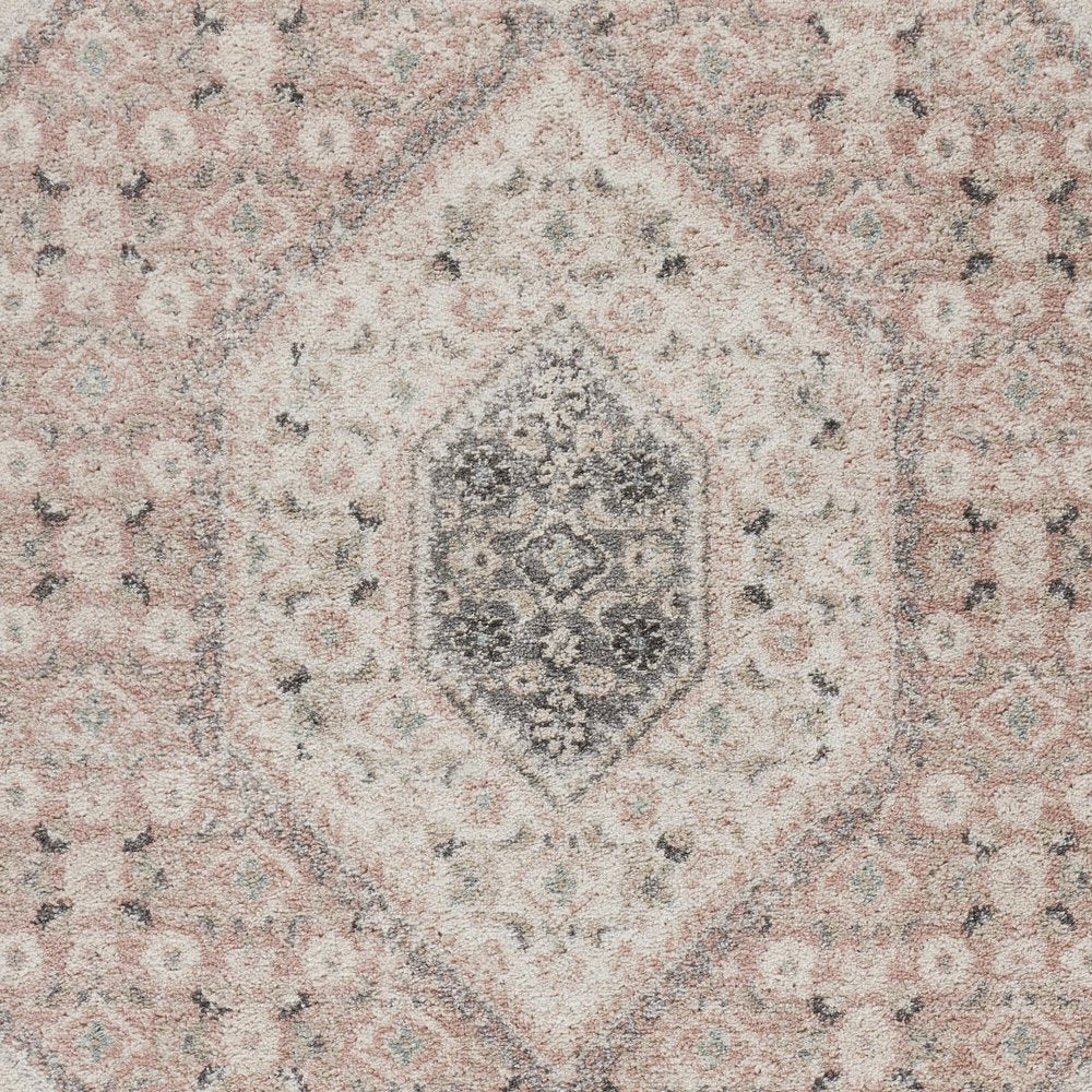2' X 3' Pink and Cream Medallion Area Rug