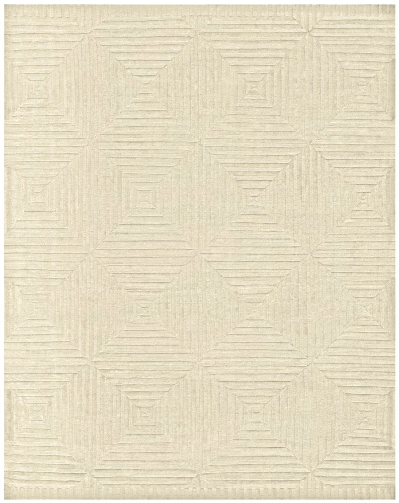 4' X 6' Ivory Wool Geometric Hand Knotted Area Rug