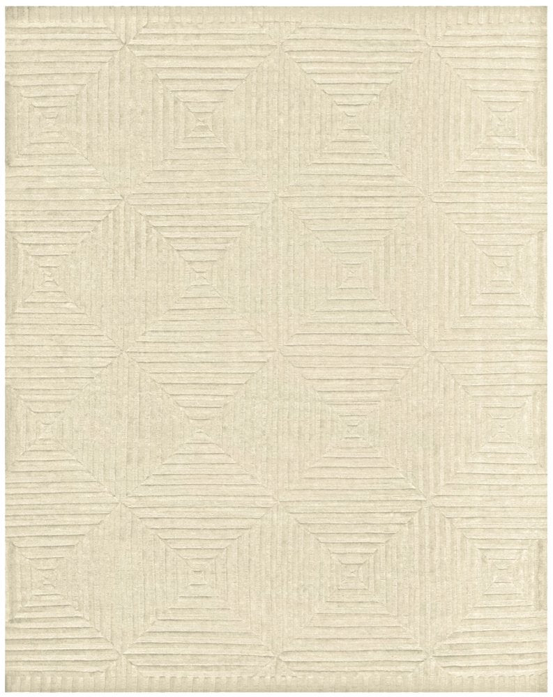 4' X 6' Ivory Wool Geometric Hand Knotted Area Rug