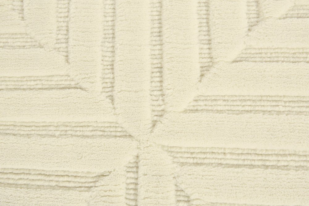 4' X 6' Ivory Wool Geometric Hand Knotted Area Rug
