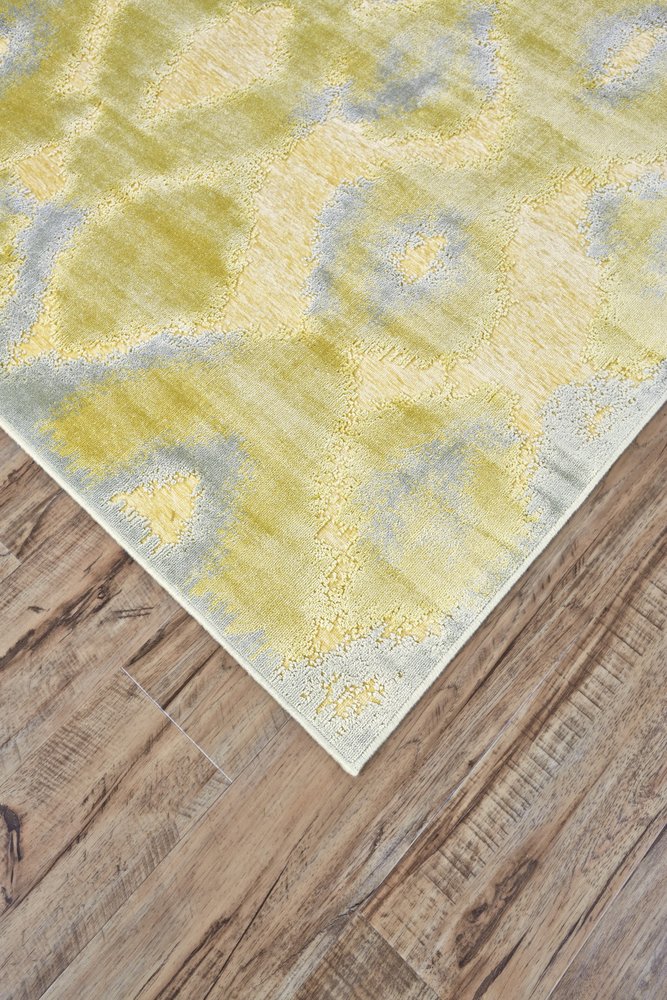 10' X 13' Gold Gray and Tan Abstract Power Loom Area Rug