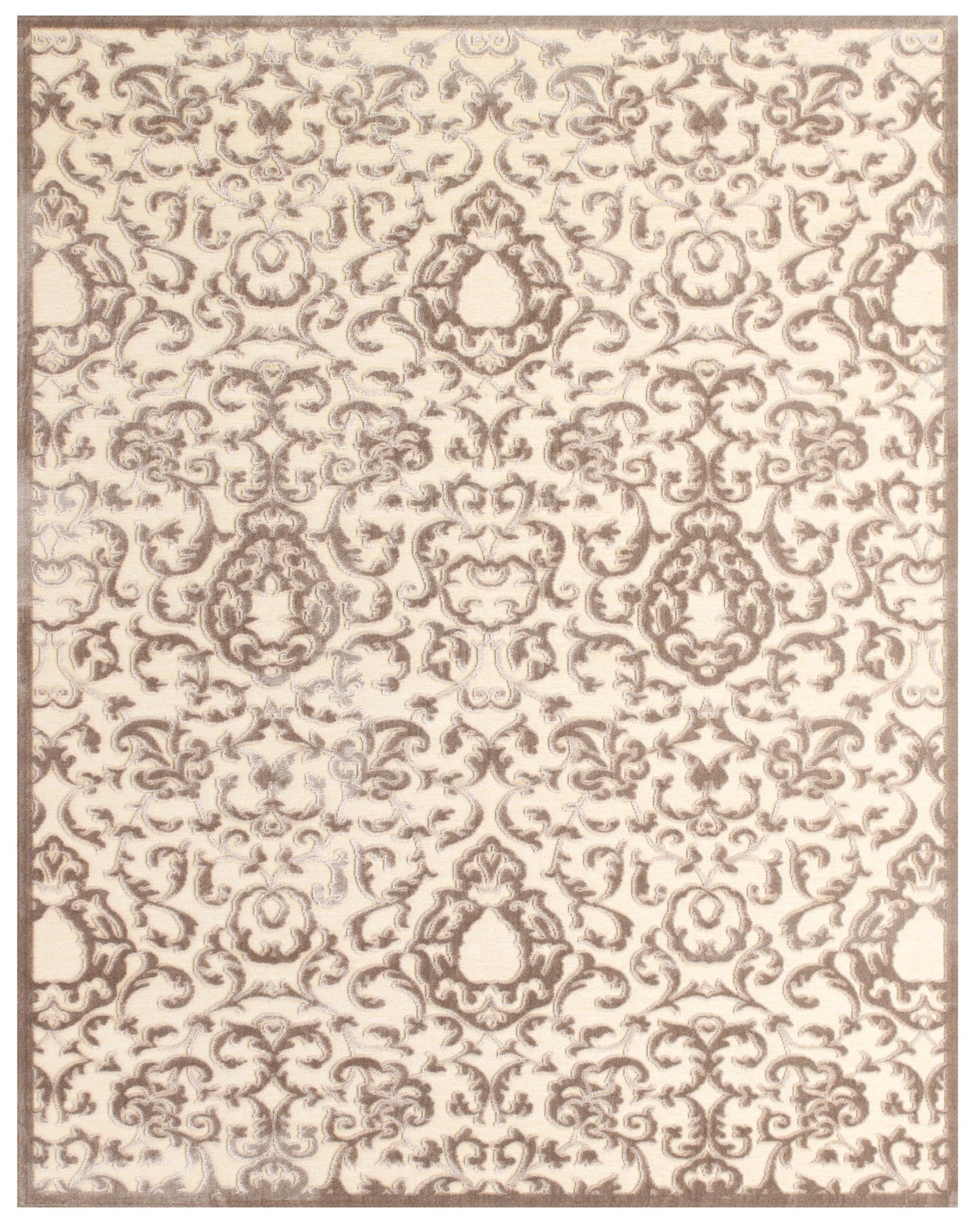 5' X 8' Taupe and Tan Floral Power Loom Area Rug