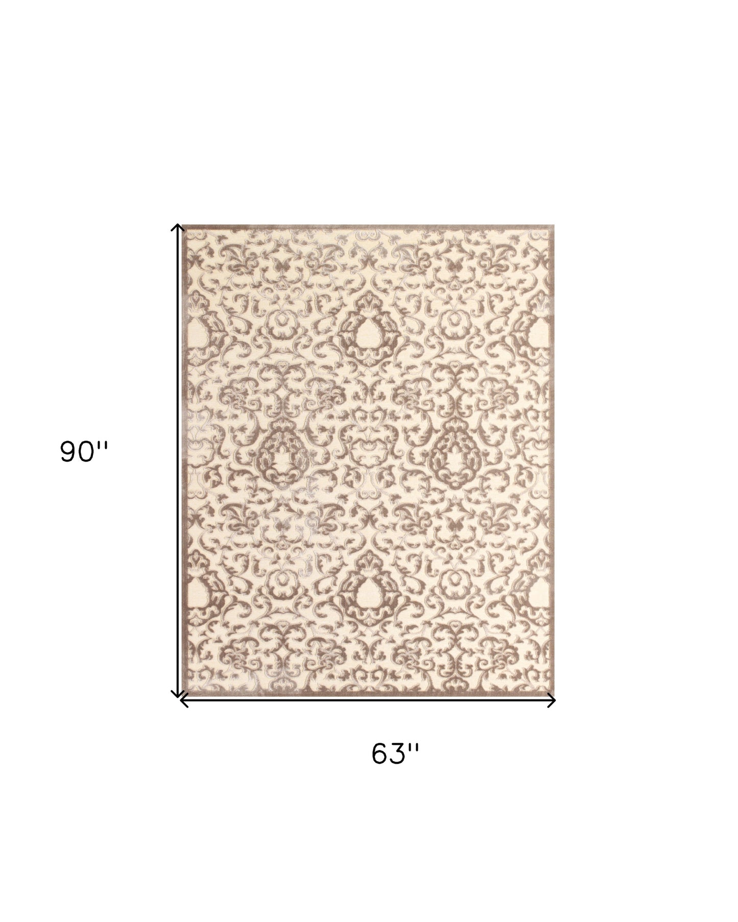 5' X 8' Taupe and Tan Floral Power Loom Area Rug