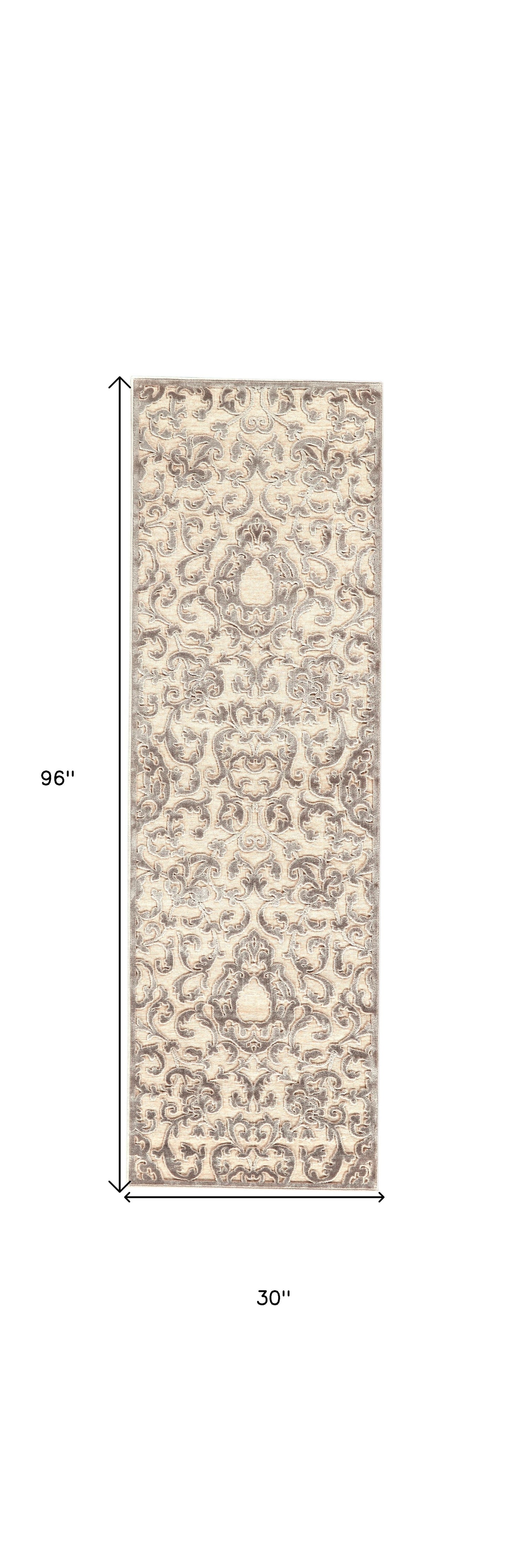 5' X 8' Taupe and Tan Floral Power Loom Area Rug