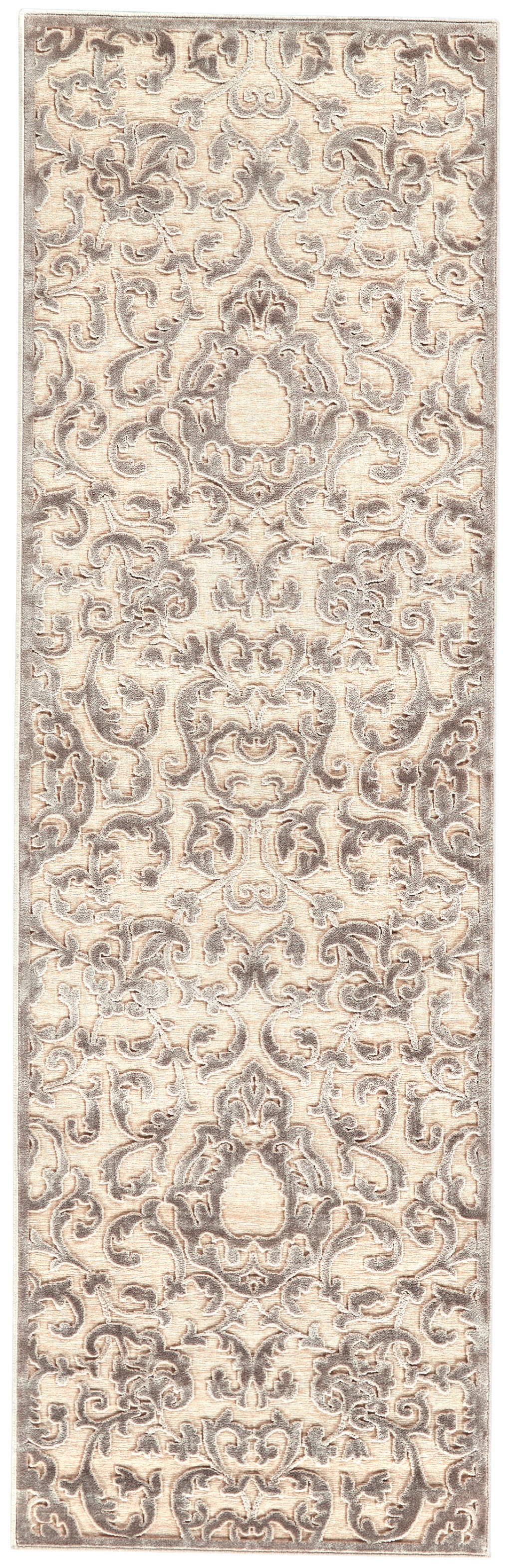 5' X 8' Taupe and Tan Floral Power Loom Area Rug
