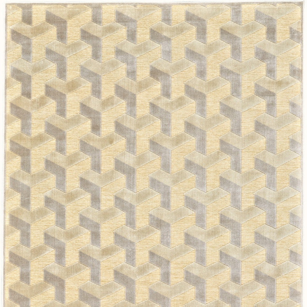 8' X 11' Tan and Gray Geometric Power Loom Area Rug
