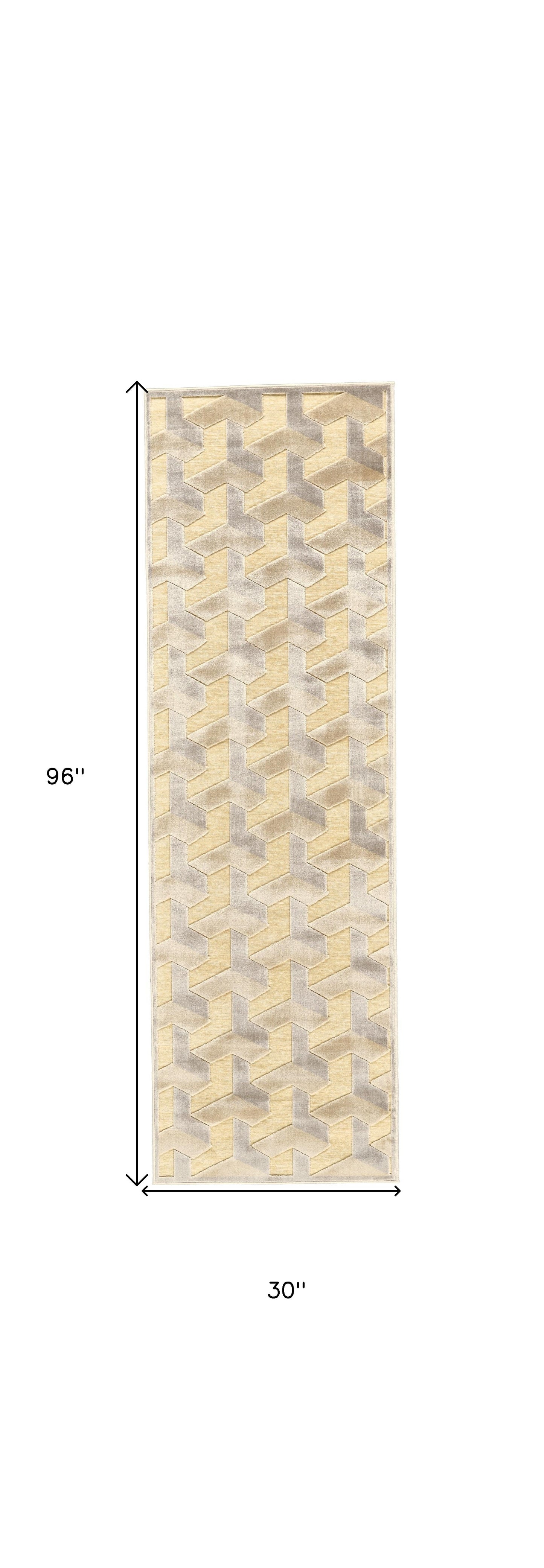 8' X 11' Tan and Gray Geometric Power Loom Area Rug