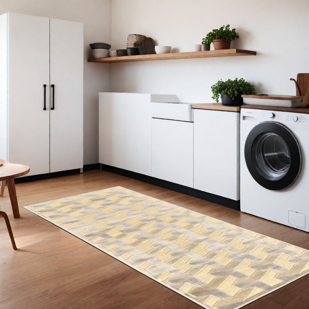 8' X 11' Tan and Gray Geometric Power Loom Area Rug