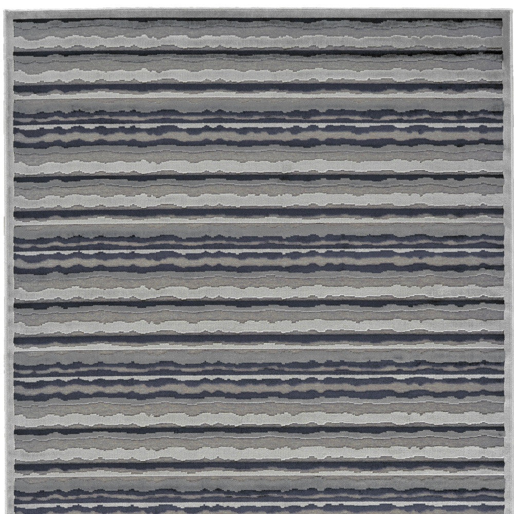 8' X 11' Taupe and Gray Striped Power Loom Area Rug
