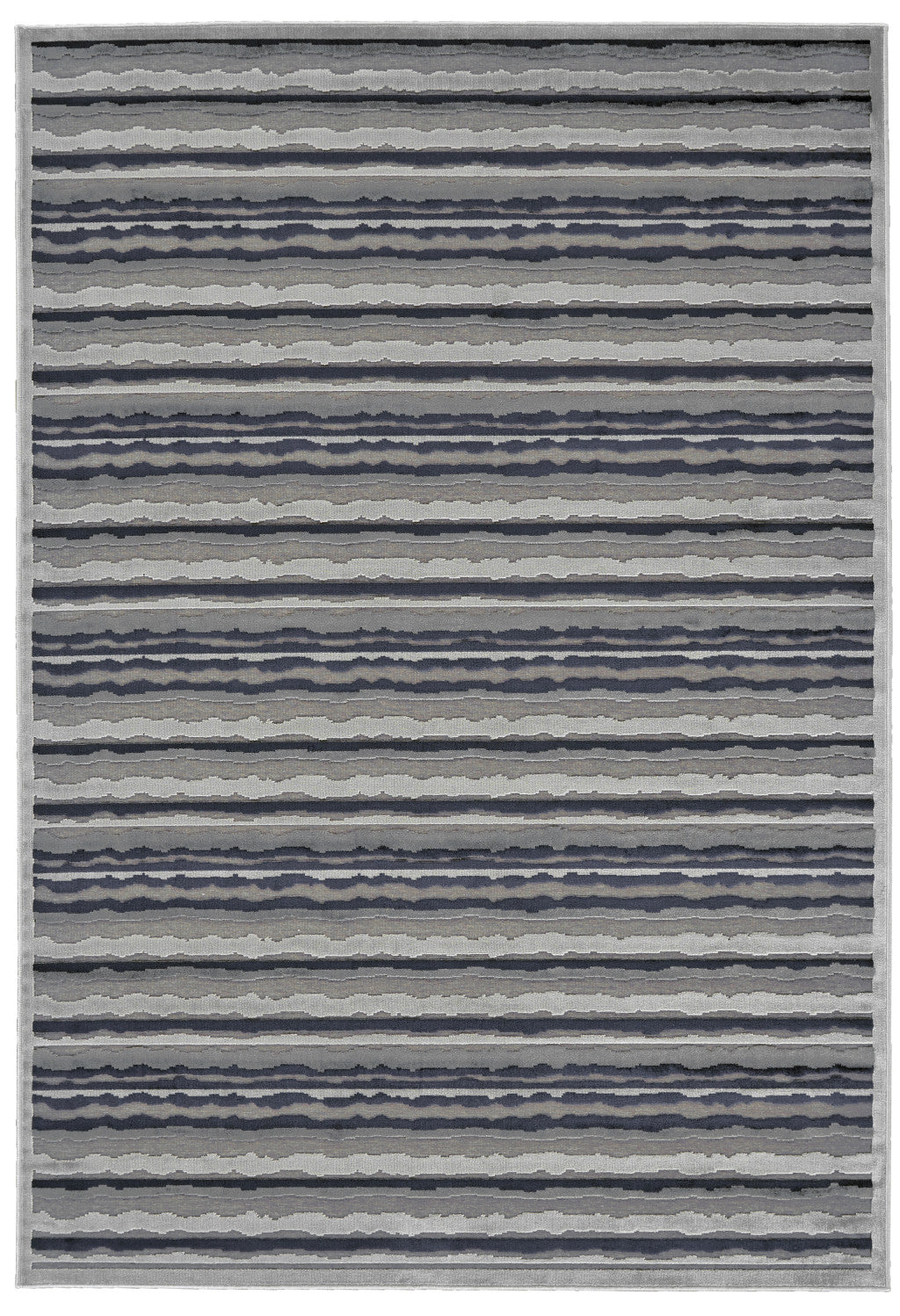 8' X 11' Taupe and Gray Striped Power Loom Area Rug
