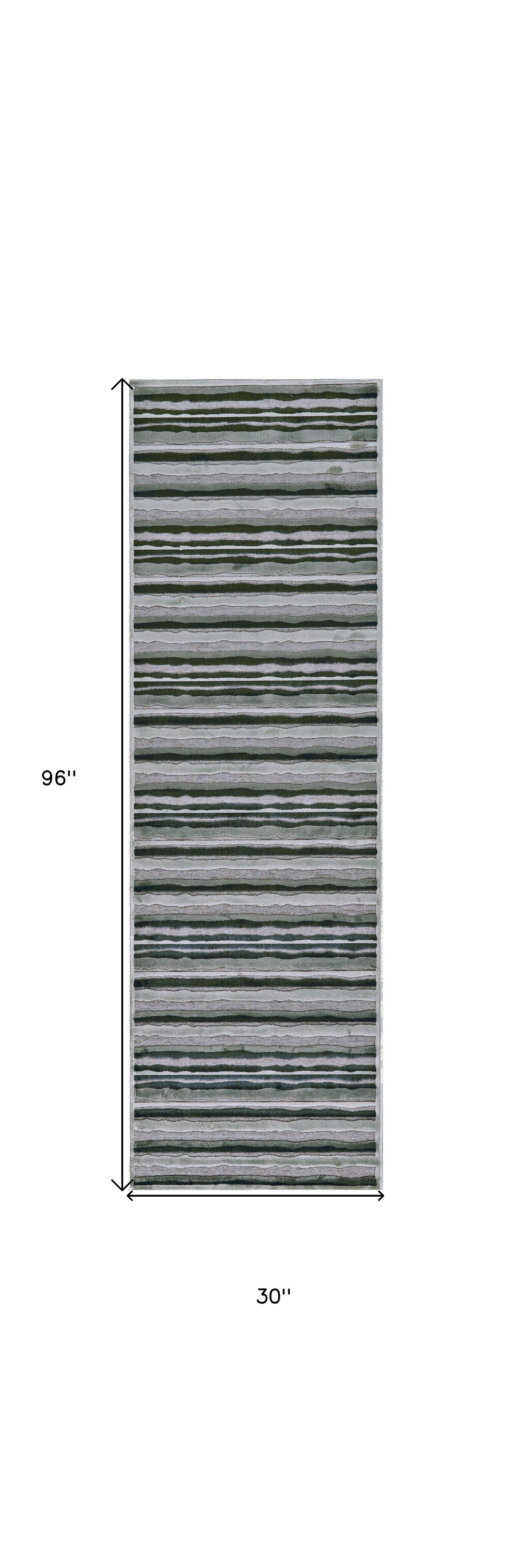 8' X 11' Taupe and Gray Striped Power Loom Area Rug