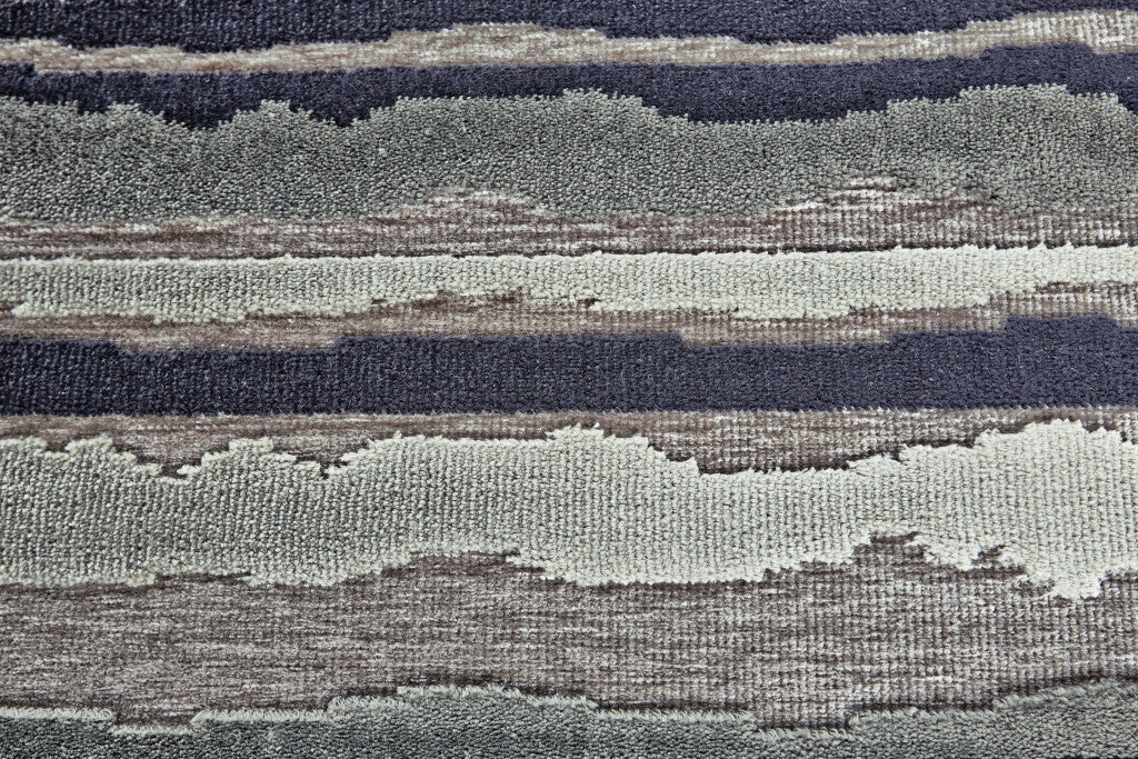 8' X 11' Taupe and Gray Striped Power Loom Area Rug