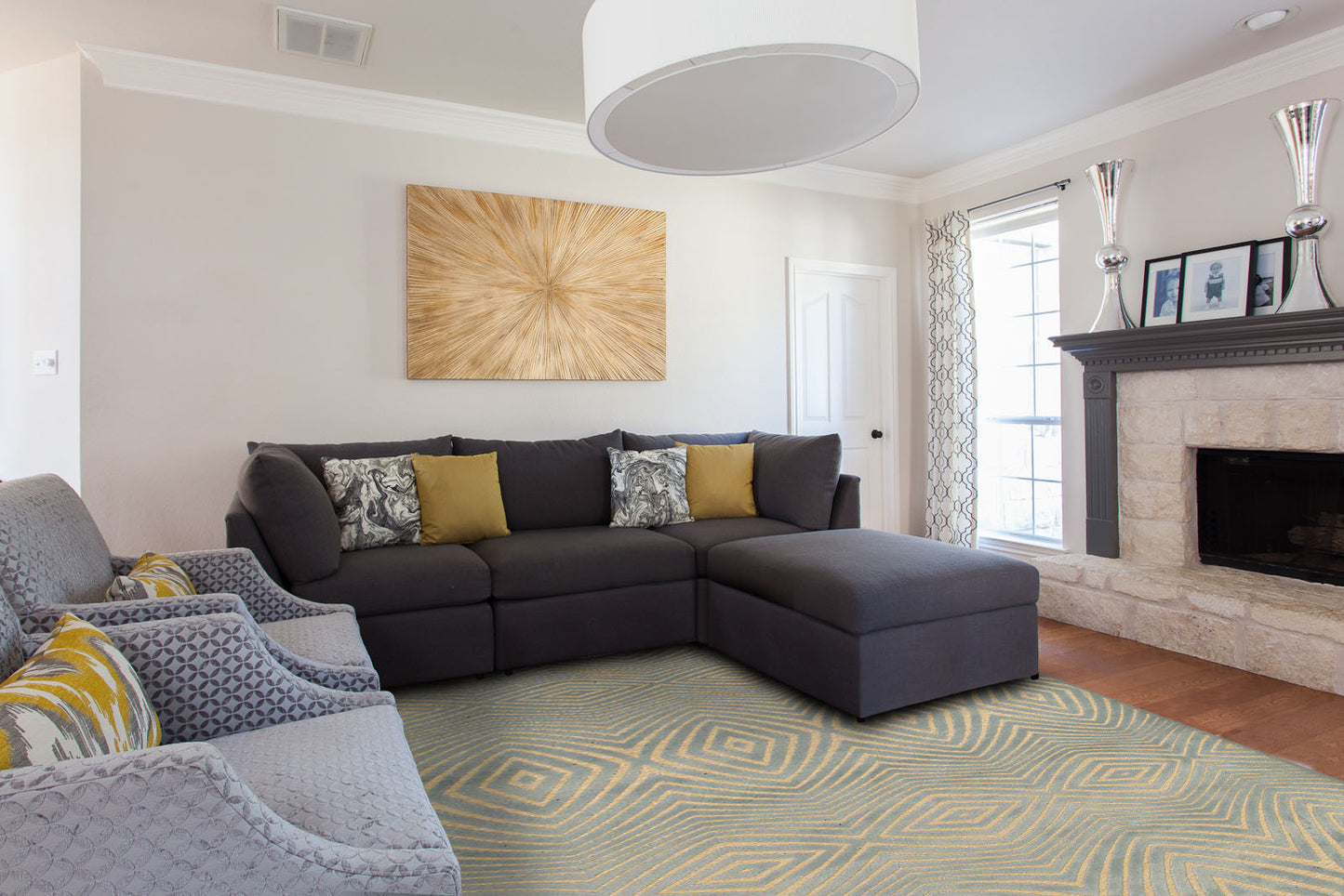 5' X 8' Tan and Gray Abstract Power Loom Area Rug