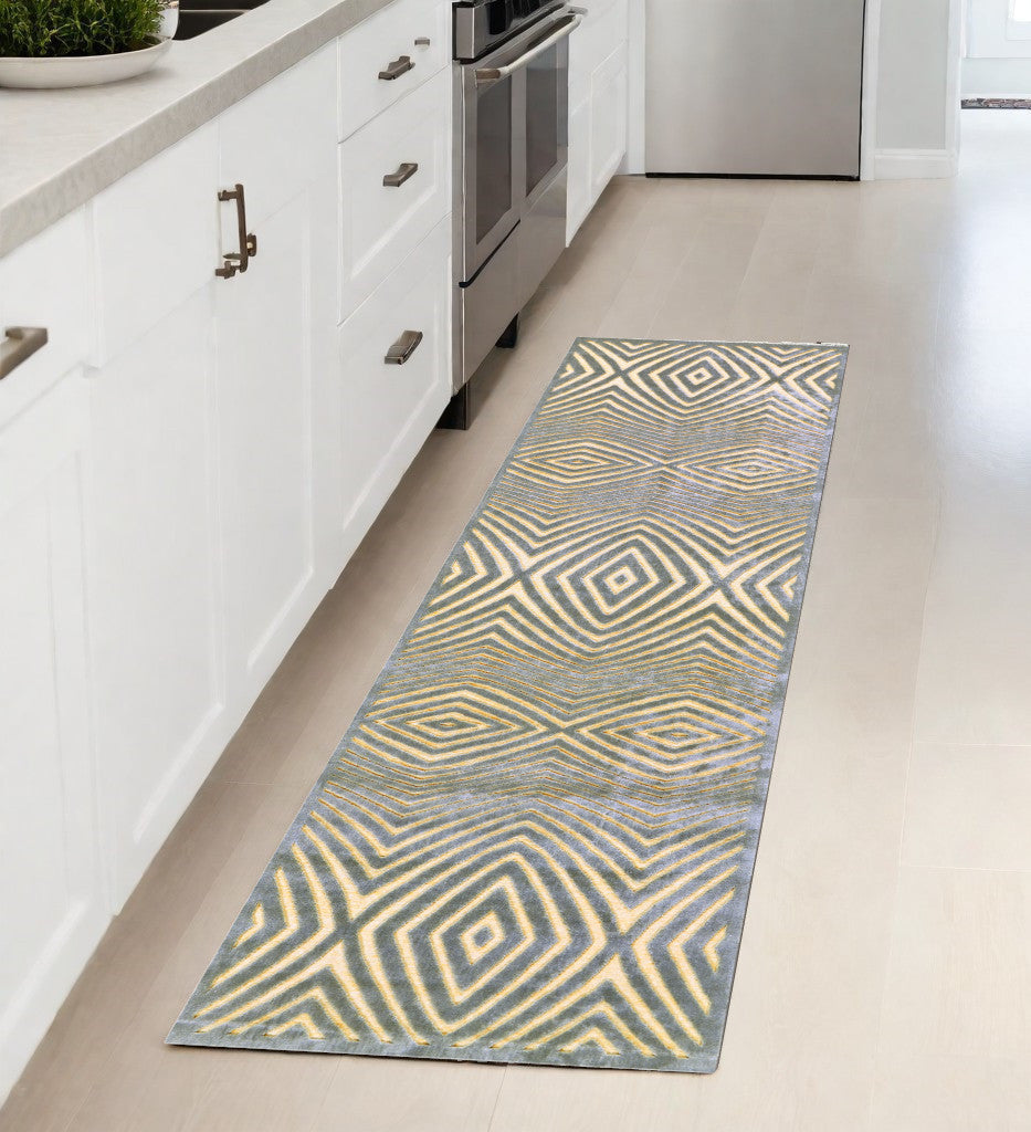 5' X 8' Tan and Gray Abstract Power Loom Area Rug