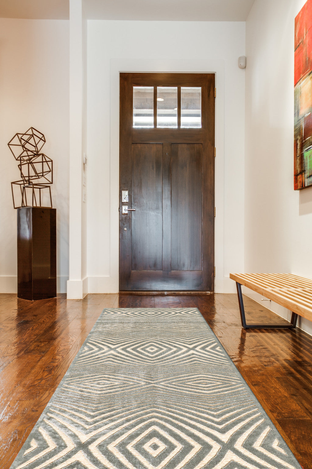 5' X 8' Tan and Gray Abstract Power Loom Area Rug