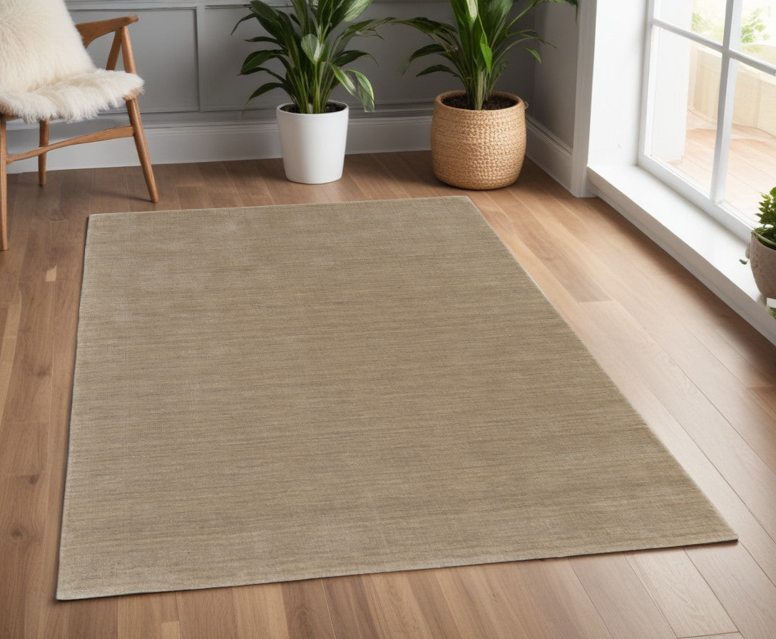 4' X 6' Tan Wool Hand Woven Area Rug