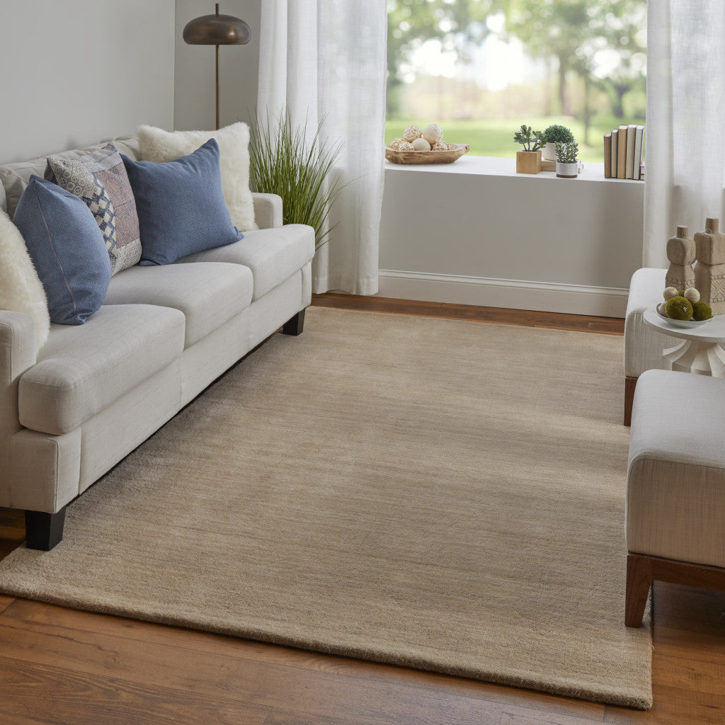 4' X 6' Tan Wool Hand Woven Area Rug